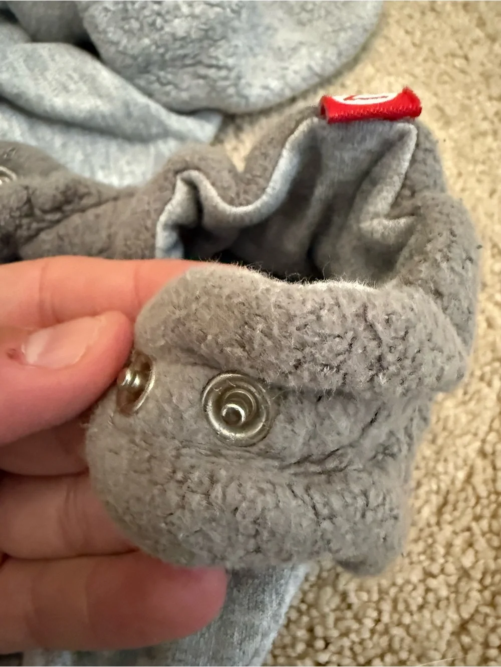 Zutano Kids Fleece Slippers in Light Blue, Gray & Cream